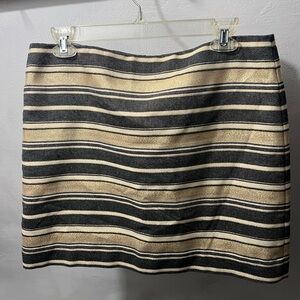 J. Crew Black and Cream Striped Pencil Skirt
